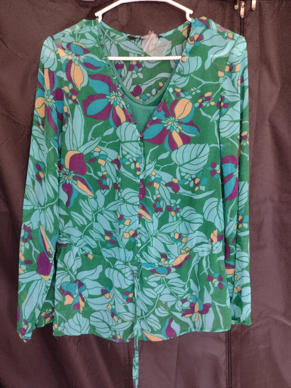Chadwicks Long Sleeve Floral Blouse Size Small
